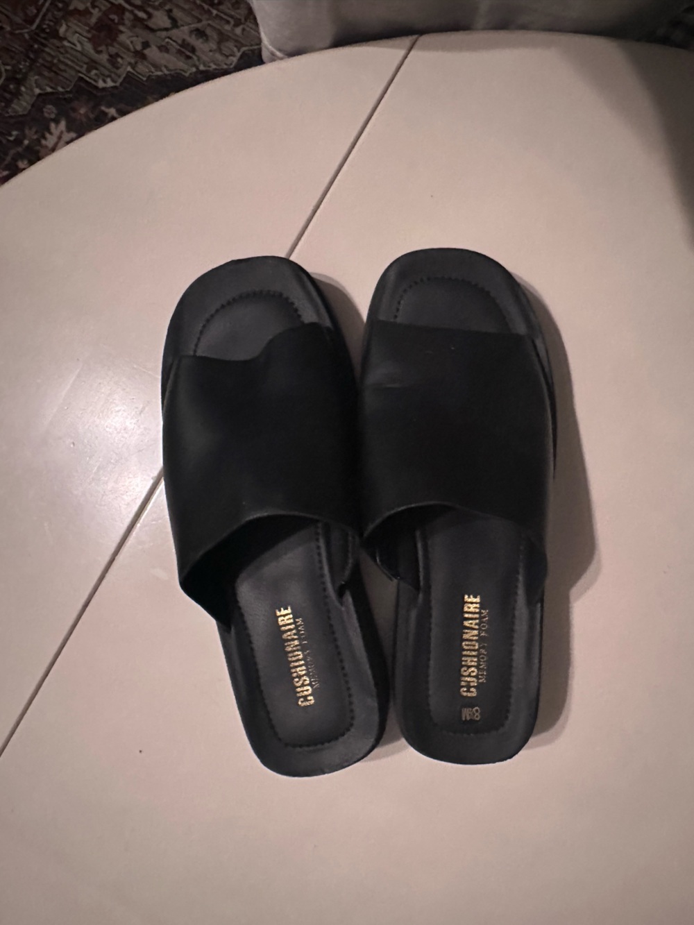 CUSHIONAIRE Black Slide Mules — Smooth Slip-On Comfort